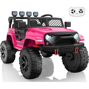 24V 2 Seater Kids Ride On Toy, 4x200W, EVA Tires, Electric Truck Car w/21 Wide Seat, Remote Control, 4WD, 4.5Mph, 4 Wheel Suspension, LED Searchlight, Bluetooth Music & Horn(Black)