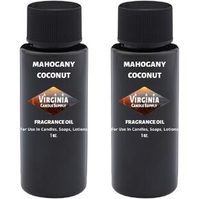 Virginia Candle Supply Mahogany Coconut Fragrance Oil (2 oz Bottle) for Candle Making, Soap Making, Room Sprays, Lotions, Car Fresheners, Slime, Bath Bombs