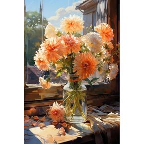 SYUDOO Flower Diamond Art Kits for Adults, 5D Flowers Diamond Painting Kits for Adults Beginners,DIY Full Drill Diamond Dots for Gift Wall Decor and Relaxation Gem Arts 12x16 inch ﻿