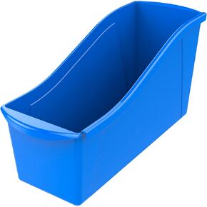 Storex Interlocking Book Bin, Large, 14-1/4 x 5-1/4 x 7 Inches, Blue
