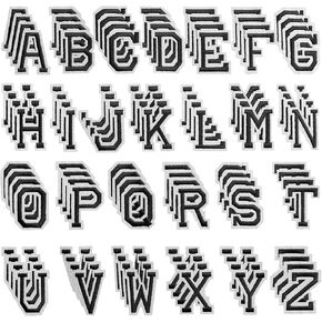 52Pcs Iron on Letter Patches, Letters A-Z Embroidered Applique Patches for Clothes, Skirts, Hats, Socks, Jeans DIY Accessories - White