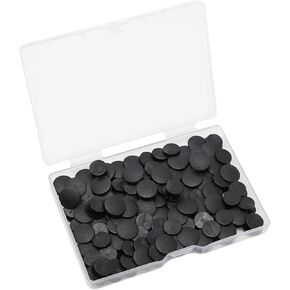 Pine & Linen 100 Pack 12 * 10mm/0.48 * 0.4inch Black Durable Plastic Buttons, DIY Buckle Charm Backs Flat Shoe Accessories, Round Ornaments for Shoe and Wristband Charms/DIY Enthusiasts