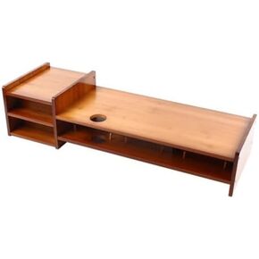 2-Tier Bamboo Monitor Stand Monitor Riser With 3 Drawers Desk Shelf Wood Monitor Stand Riser Desktop Stands Organizer With Underneath Storage for Office Accessories Load Bearing 110.23lbs