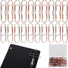 20PCS Metal Pen Clip, Pen Clip, Multi-Functional Pen Holder Clip Stationery Tool Notebook Inserts Paper Clip Pen Holder Clips for School, Home, Office, 10 Each of Two Styles, Rose Gold Color