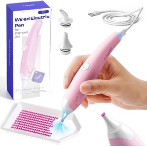 Caydo Wired Electric Diamond Painting Pen (استخدام المكونات الإضافية) ، E-painter للطلاء الماسي-أداة فراغ مريح مع 2-Tips ، أدوات إكسسوارات فن الماس لوضع الماس بدون شمع (أرجواني)