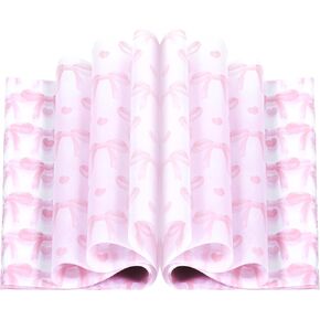 150 Pcs Wax Paper Sheets for Food Deli, 9.8 x 8.3 inch Pink Bow Greaseproof Wrapping Paper for Sandwich Picnic Basket Liner Birthday Shower Party Supplies