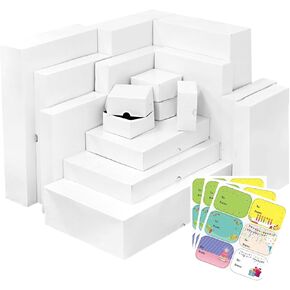 UUBEMM White Gift Boxes with Lids Stickers Set for Wrapping Birthday Holidays Christmas Presents,Assorted Sizes for Robes Shirts Sweaters Clothes (16)
