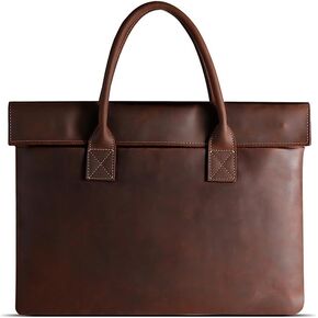 Top Layer Cowhide Laptop Bag Men's Tote Leather Large Capacity Business Briefcase