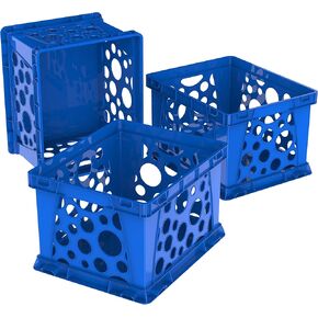 Storex Large Premium File Crate with Solid Bottom, Stores Hanging Files, Portable, Assorted Colors, 17.25 x 10.5 x 14.25 Inches, 3-Pack (61797U03C)