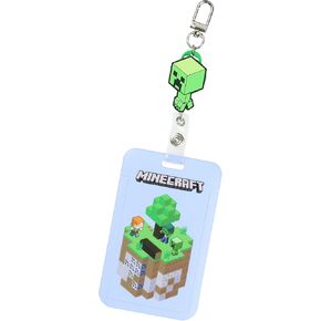Minecraft Creeper Retractable Reel ID Badge Holder Keychain with Carabiner Clasp Lanyard