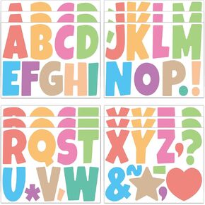 4 Inch Large Letter Stickers, 12 Sheets 117 Pieces Self-Adhesive Vinyl Letters, Waterproof Cute Alphabet Stickers for Bulletin Boards, Classrooms, Wall Decor, Poster Boards, Cars (Black)