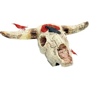 CTWPets Cow Skull Reptile Hide – Natural Desert Skull Decor for Lizards, Snakes, and Aquarium Tanks – Weathered Look Reptile Cave Shelter