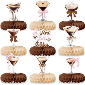 9Pcs Espresso Martini Honeycomb Centerpieces A Tini Bit Older Table Decorations for Birthday Bachelorette Bridal Shower Party Favors Supplies
