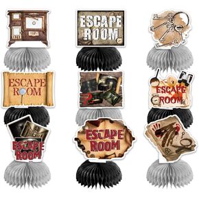9 PCS Escape Room Honeycomb Centerpieces Table Decorations Escape Room Table Centerpieces for Escape Room Party Supplies Birthday Party Decorations