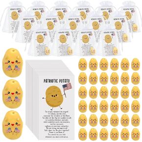 Huwena 30 Set Patriotic Party Favors Bulk Patriotic Positive Potato Gift American USA Flag Party Supplies Toys Cute Resin Inspirational Potato with Gift Card for Kids Classroom Reward Prize Veterans