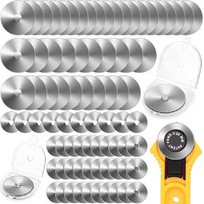 Honoson 80 Pcs 45 mm 28 mm Rotary Cutter Blades Refill Steel Rotary Cutter Replacement Blades Quilting Supplies for Fabric Arts Crafts Scrapbooking Sewing Cutting Paper