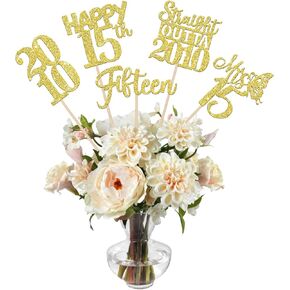 15 PCS 70th Birthday Centerpiece Sticks Seventy Happy 70th Straight Outta 1955 Table Flower Centerpieces Sticks Cheers to 70 Floral Decorations for 70th Birthday Party Centerpieces Supplies Gold