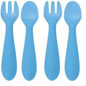 Nuby Silicone Easy Grip Fork & Spoon Set, 12+m in Pink