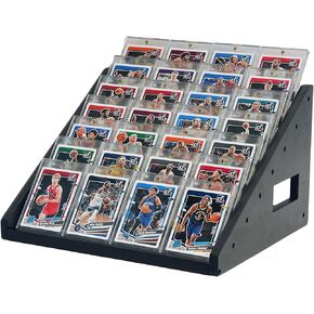 7-Tier Wooden Card Display Stand, 12.6" Trading Card Shelf, Versatile Display for, Graded, PSA, Baseball, Sports, Business Cards and Stickers