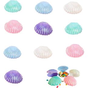 10Pcs Shell Candy Boxes Plastic Plastic Candy Containers Small Gift Box Jewelry Storage Box Seashell Containers Box for Wedding Birthday Baby Shower Christmas Party Favors Home Decor (10pcs)