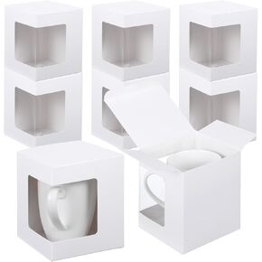 HOFURME 36 Pack Mug Boxes for Gifts Coffee Mugs Boxes Gift for Shipping Sublimation Transparent Wine Glass Gift Packaging Box for Blanks 11oz, 12oz, 15oz Wrapping(White)