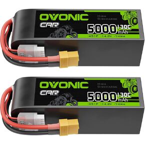OVONIC 4S LiPo Battery 5000mAh 14.8V 130C RC Battery with XT60 Connector