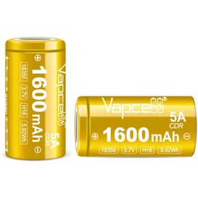 Vapcell IMR 18350 1600mAh 5A Flat top Rechargeable Batteries 2 Pack H16