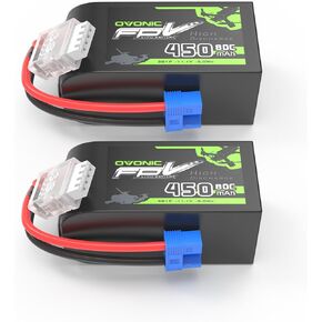 OVONIC 11.1V 80C 450mAh 3S Lipo Battery with EC2 Plug[1 Package Including 2 Batteries]
