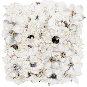 120 Pieces Large Size Flower Sticker Set with Color Holographic Outlines, Large Size Black and White Flower Stickers Glitter Floral Decals Transparent for Scrapbooking Card Making Art Craft Proj