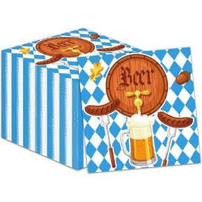 40-Piece Oktoberfest Party Napkins Set | 6.5x6.5 Inch Disposable Paper Napkins – Festive Bavarian Design for Beer Festivals, Gatherings & Celebrations