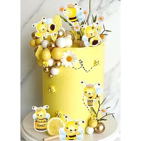 JeVenis Cute Bee Cake Decorations Honey Comb Decorations Bee Cupcake Toppers Daisy Flower Cake Topper for Baby Shower Birthday Bridal Shower