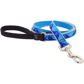Lupine Reflective Dog Leash 6-Foot by 3/4" Wide Blue Paws
