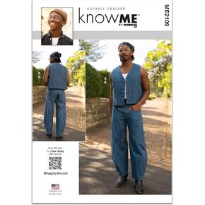 McCall's Men's Lined Vest and Barrel Leg Pants Sewing Pattern Packet by Happily Dressed, Design Code ME2109, 34-36-38-40-42, Multicolor