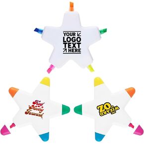 150 Pack Custom Star Highlighters in Bulk Personalized Multicolor Highlighters with Logo, Wholesale 5-In-1 Star Fluorescent Pens Promotional Items for School Office Stationery Supplies - White