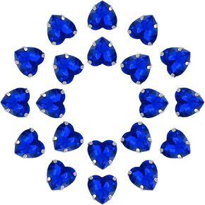 uxcell 20Pcs Heart Sew on Rhinestone, 12x12mm Heart Crystal Glass Rhinestones Metal Flat Back Gems with Silver Prongs Setting for Crafts, DIY Jewelry, Clothes (Bright Red)