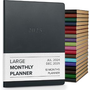 Gallery Leather Desk Monthly Planner 2026, Elegantly Bound Calendar Planner and Notebook with Stylish Gold-Gilded Page Edges, 18 Months - Acadia Navy - 8 x 5.5 "