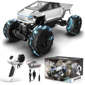 1/14 Scale 4WD RC Monster Truck, 2.4GHz Remote Control Car with LED Lights, All-Terrain Off-Road Toy for Kids Ages 6-12, Christmas Birthday Gift for Boys Girls Adult