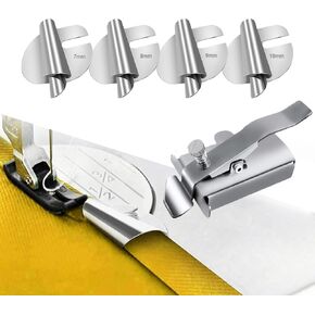 Seam Guide and Sewing Rolled Hemmer Presser Foot Set, Magnetic Hemmer Guide for Sewing Machine and 7/8/ 9/10 mm Sewing Rolled Hemmer Foot, Sewing Supplies for Brother Singer Sewing Machine