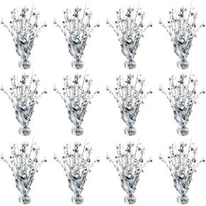 12 Pcs Metallic Foil Spray Centerpiece Party Star Table Decoration Brust Glitter Table Topper Decor for Birthday Graduation Holiday Christmas Dining Celebration New Year Party Supplies,Silver