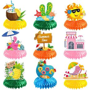 Summer Pool Honeycomb Centerpiece, Luau Party Table Decorations, 3D Flamingo Table Decorations for Baby Shower Cake Topper Photo Booth Props