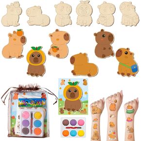 BeYumi Capybara Party Favors Set - 24Pcs Capybara Birthday Party Supplies Tattoo Stickers and Watercolor Paint Craft Kit Birthday School Classroom Goodie Bags Stuffers Prize Gift for Kids Girl Toddler