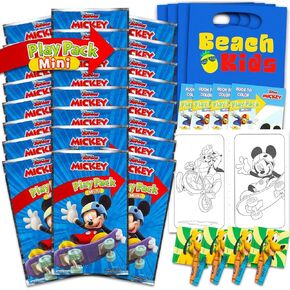 مجموعة ديزني ميكي ماوس حفل عيد ميلاد مجموعة - حزمة مع 24 Mickey Play Packs | كتب التلوين الصغيرة والملصقات والمزيد (مستلزمات Mickey Mouse Party)
