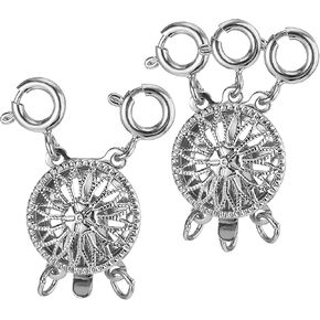 2 Pcs Necklaces Layerings Clasp,Sunflower Layering Necklace Clasp,Necklace Separator for Layering,Tangle Free Safety Jewelry Locking Clasps Converter Chain Extender(Silver)