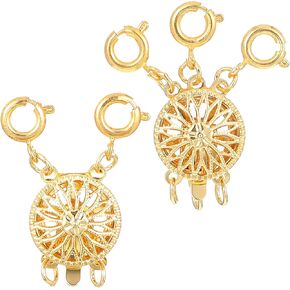 Necklace Layering Clasps, Necklace Stacker Clasp Separator for Women Gold Jewelry Locking Converter for Layered Look Double & Triple Chain Extender