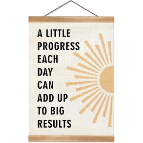 ZTGDA Positive Affirmations Wall Decor– Mental Health Wall Art with Wood Frame,Motivational Hanging Poster for Therapy Room, Counseling Office or Classroom Decor 12x16inch (Progress)