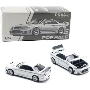 1:64 Diecast Model Car Compatible with Nissan Skyline R33 GT-R 400R White Limited Edition by Pop Race PR640052
