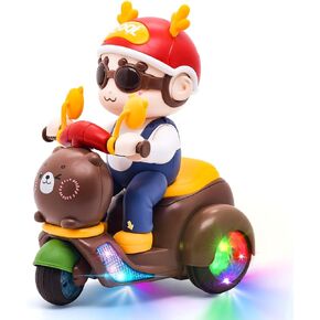 360° Rotating Stunt Trike Toy Car, Auto-Rotating Action Motorcycle Toys with Music & LED Lights, Novelty Fun & Stylish Toy Vehicle, Christmas, Party, Birthday Gifts for Babies Toddlers Kids