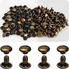pson 200PCS 6mm/0.23 Inch Double Round Cap Rivets, Silver Leather Rivets, Tubular Metal Rivets for Leather Craft, Clothing, Boots, Bag, Belt Repair, Decoration, Pet Collar