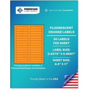 Premium Label Supply Bright Neon Color Fluorescent Sticker Labels - 3.4375" x 0.6667" File Folder Labels - (Assorted Fluorescent, 750 Labels)