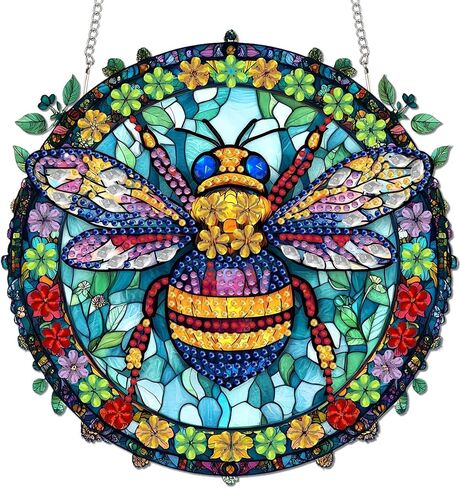 Reofrey Hanging Diamond Art Kits for Adults - 8x8 Inch Tree Acrylic Board Double Sided Pattern Diamond Painting Suncatcher Pendant, DIY Crystal Art for Home Wall or Window Decoration Handmade Gift in Saudi Arabia